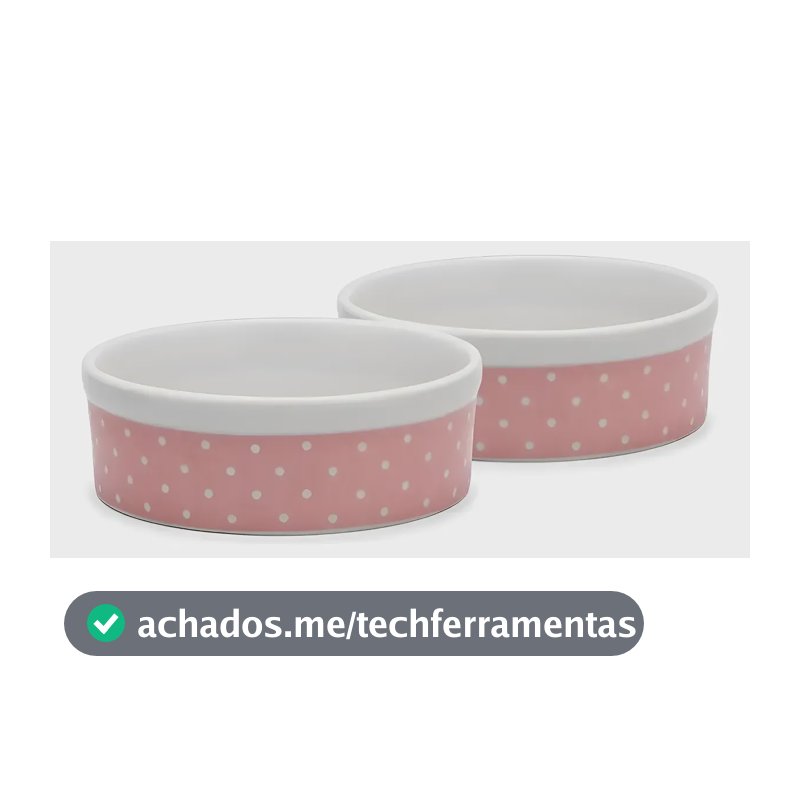 2 Comedouro E Bebedouro Caes E Gatos 610ml Porcelana Raçao Rosa