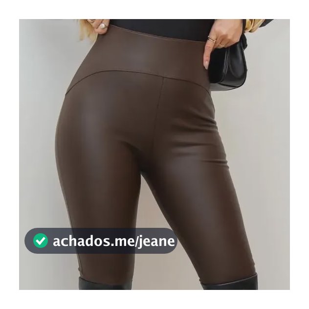 Calça Couro Legging Feminina Forrada Flanelada Cintura Alta