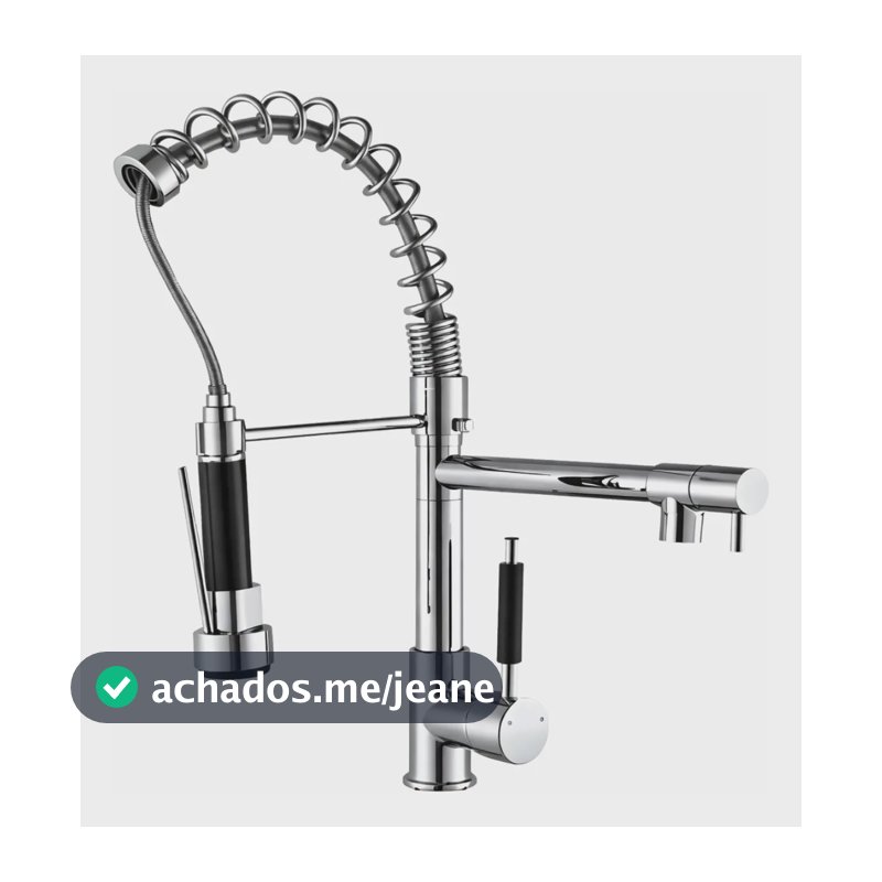 Torneira Monocomando Cozinha Gourmet C/ Spray Móvel - 50cm Prateado Brilhante