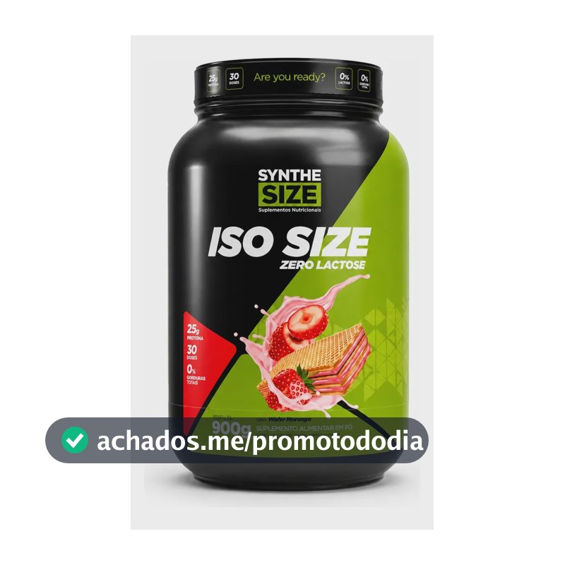 Iso Size Zero Lactose 900g Whey Isolado - Synthesize Sabor Wafer Morango