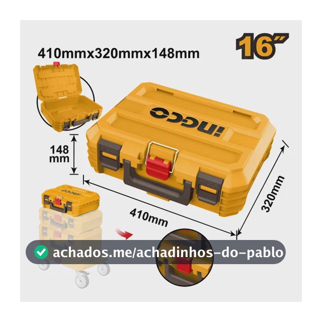 Caixa De Ferramentas Empalhável 16pol Pbxs101 Ingco Laranja