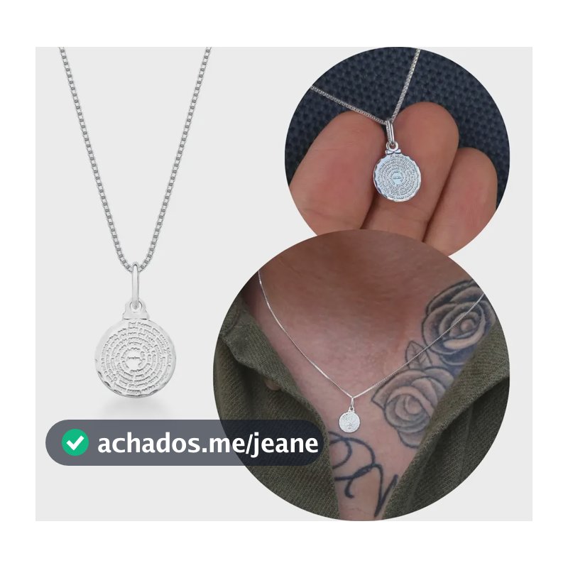 Colar Masculino Medalha Pai Nosso Em Prata 925 Argennti Prateado 45 Cm