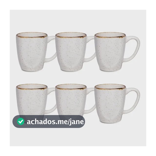 Jogo Com 6 Canecas De 260ml Em Porcelana Ryo Maresia Oxford