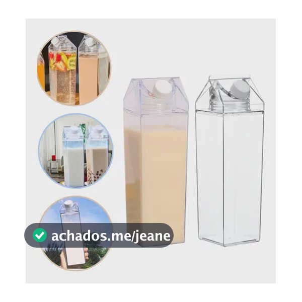 Garrafa 1L Acrílico Transparente Hermética Garrafinhas Leite Suco Água