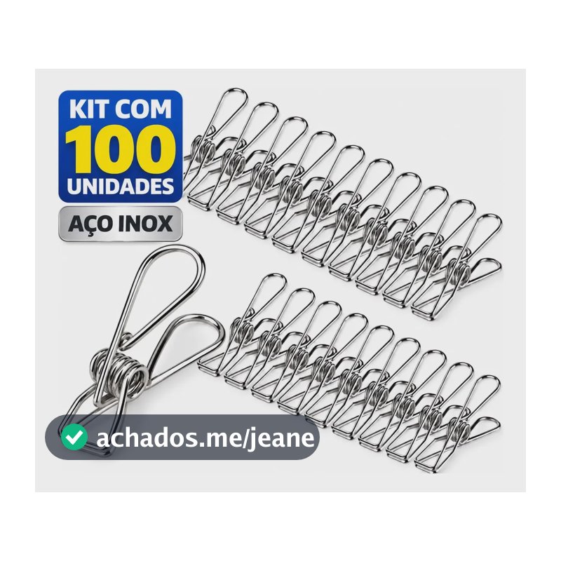 Kit 100 Prendedores De Roupa Inox Para Varal Externo Interno