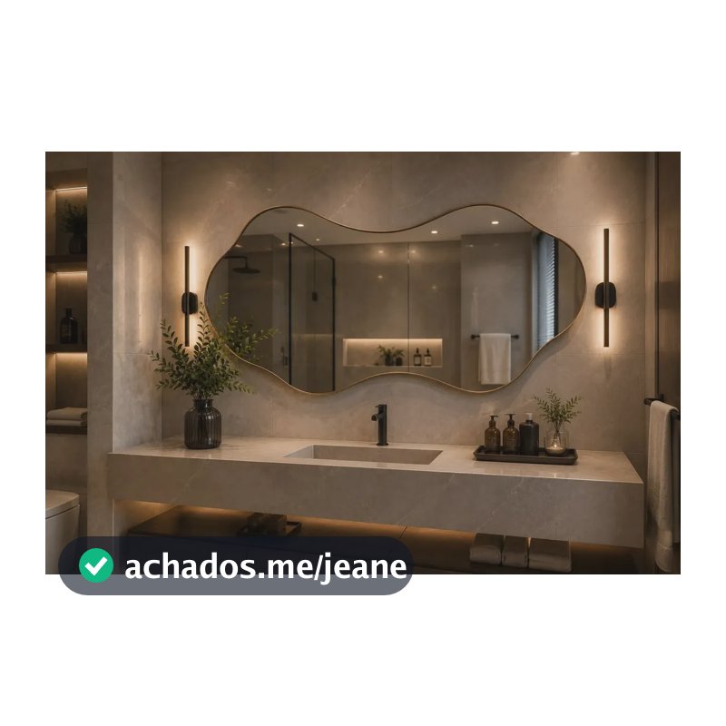 Espelho grande Orgânico com Moldura Lapidado 100x50 Caramelo