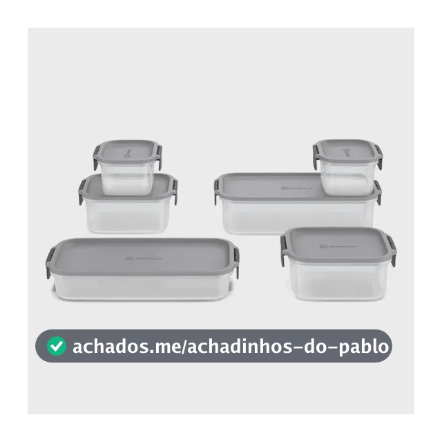 Electrolux Kit 6 Potes Herméticos De Plástico Cinza, 12,4l, Safelock, Empilhável e Modular