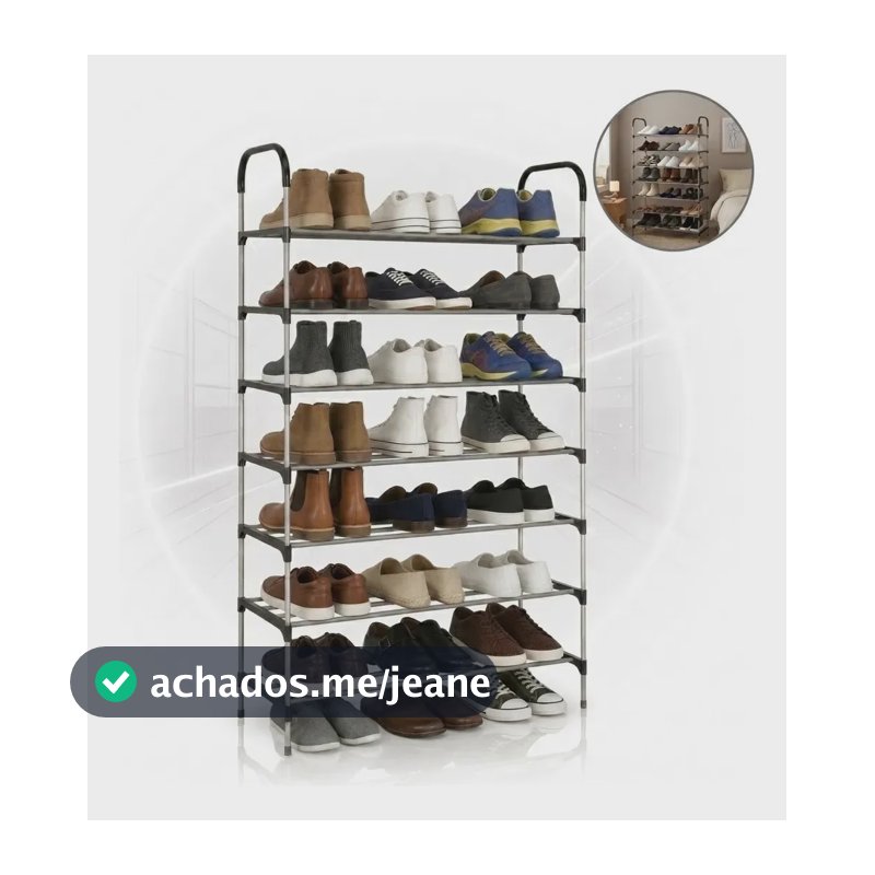 Sapateira Vertical 7 Andares Prateleira Tubos Em Aço Capacidade De Até 21 Pares De Calçados Preto Grande 131cm