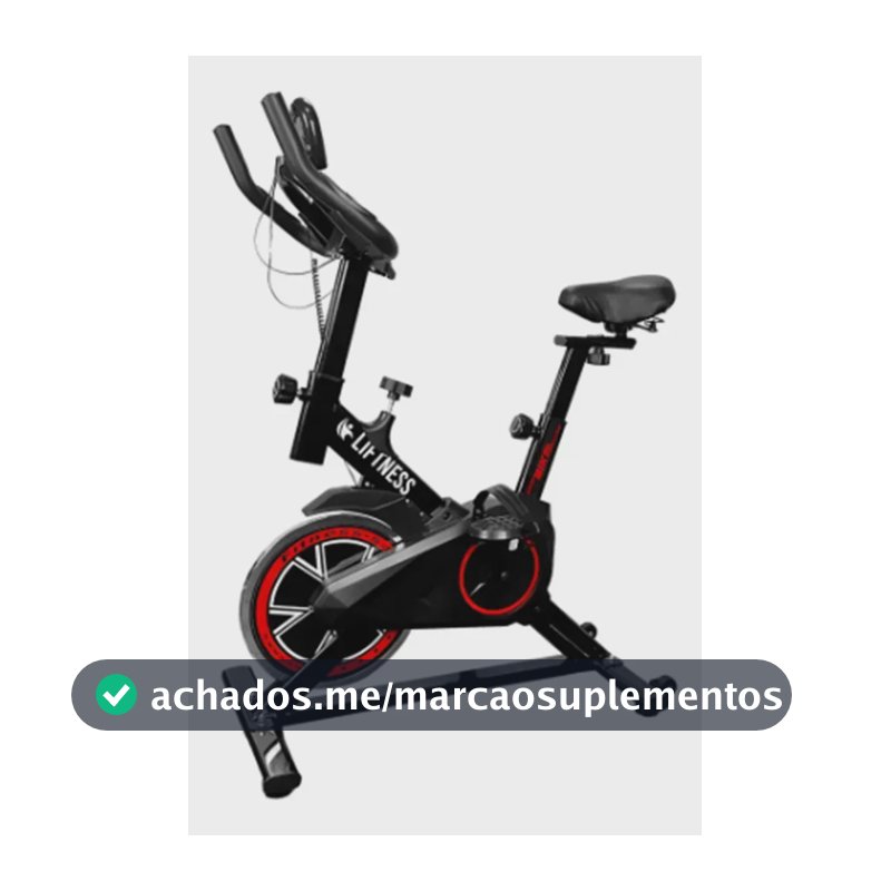 Liftness Bicicleta Ergométrica Fitness SP50PTVM Para Cardio E Musculação Academia Com Base Cor Preto E Vermelho