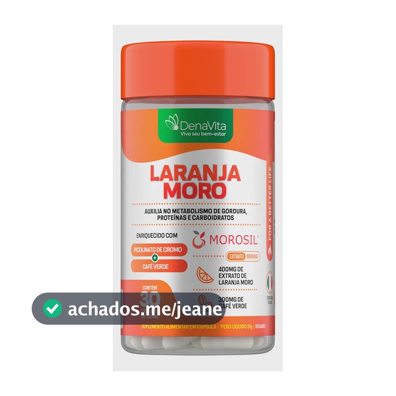 Laranja Moro Morosil + Cromo + Café Verde - Denavita Sabor Extrato de Laranja Moro Morosil 30 Cápsulas - Denavita