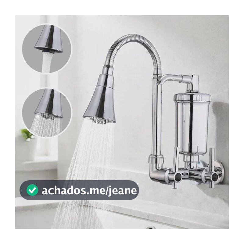 Torneira De Parede Com Filtro Para Cozinha Flexível Parede Prateado Brilhante
