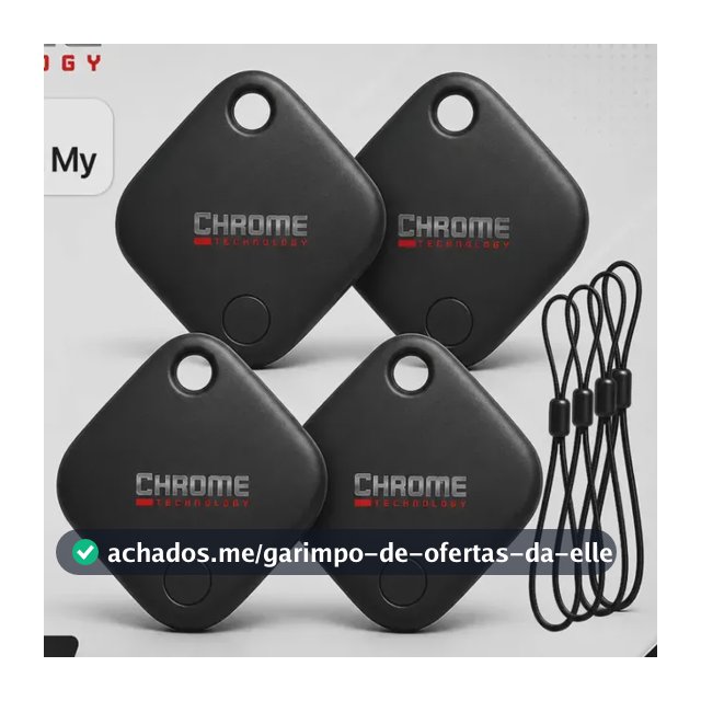 Chaveiro Localizador Smart Tag Kit 4 Rastreador Ios Apple Gps Com Cordão Chaveiro Cor Preto Compatível Com iPhone Chrome Technology