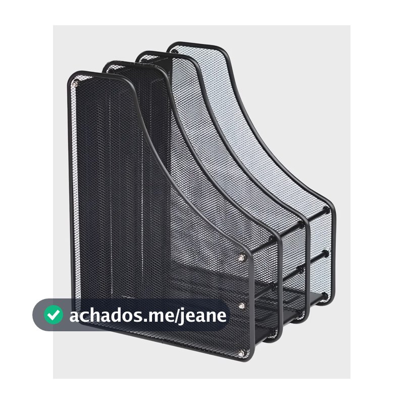 Porta Revista Organizador De Documentos 3 Divisórias Metal Cor Inox