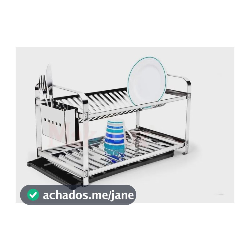 Escorredor De Louca Secador 20 Pratos Porta Talher Inox E Bandeja Coletora