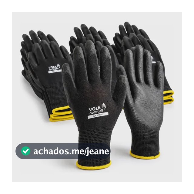 Kit 50 Pares Luva Volk Tátil Black Pu Segurança Multitato