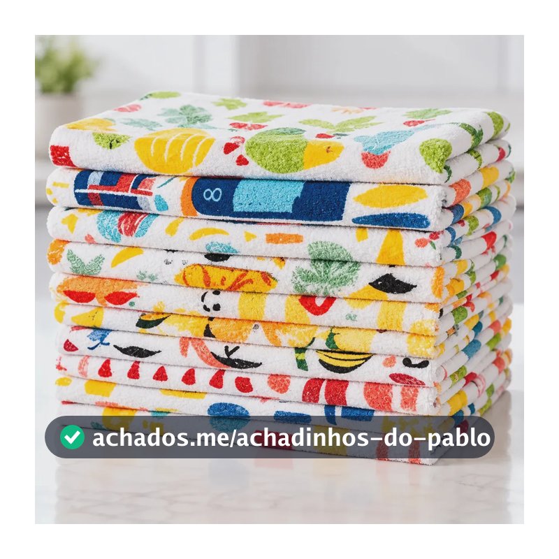 Kit com 10 Panos de Prato Copa Atoalhados Camesa de Algodão