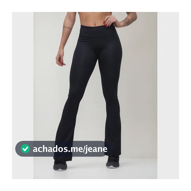 Calça Flare Preta Bailarina Boca De Sino Suplex Cintura Alta