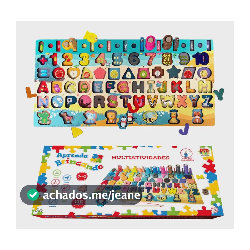 Brinquedo Didático Multiatividades 7 em 1 Madeira 135 Peças DM Toys