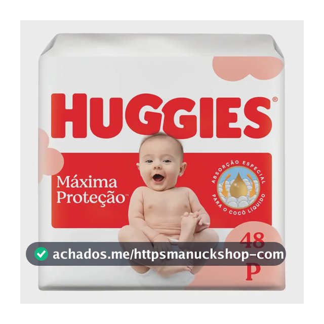 Huggies Fralda Descartável Máxima Proteção P - 48 Un