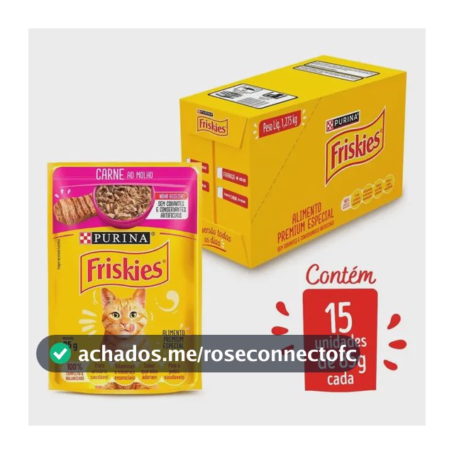 Ração Úmida Sachê Friskies Gato Adulto Carne ao Molho 85g kit c/ 15un