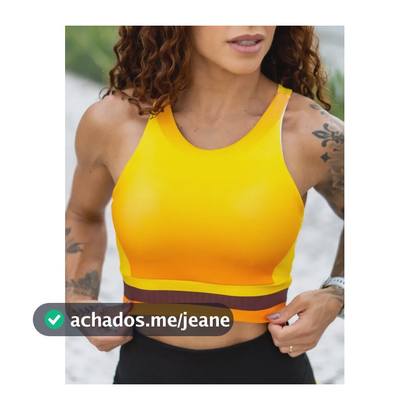 Cropped Corrida Alta Sustentação Com Bojo Removivel Ciclico Laranja Energy Liso G