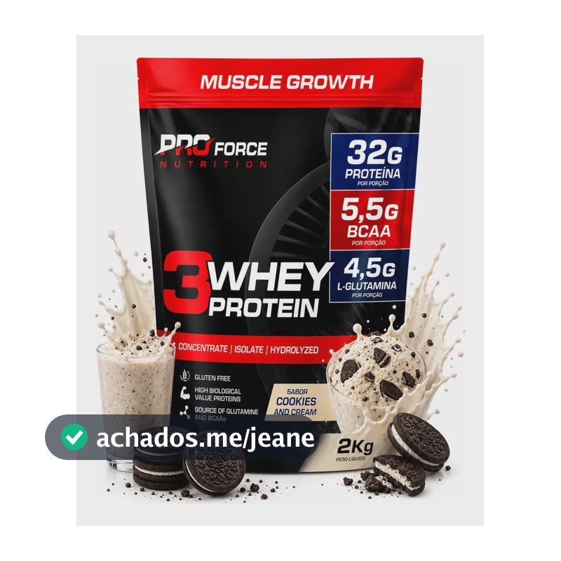 Whey Protein 3w - 2 Kg Muscle Growth Sabor Cookies