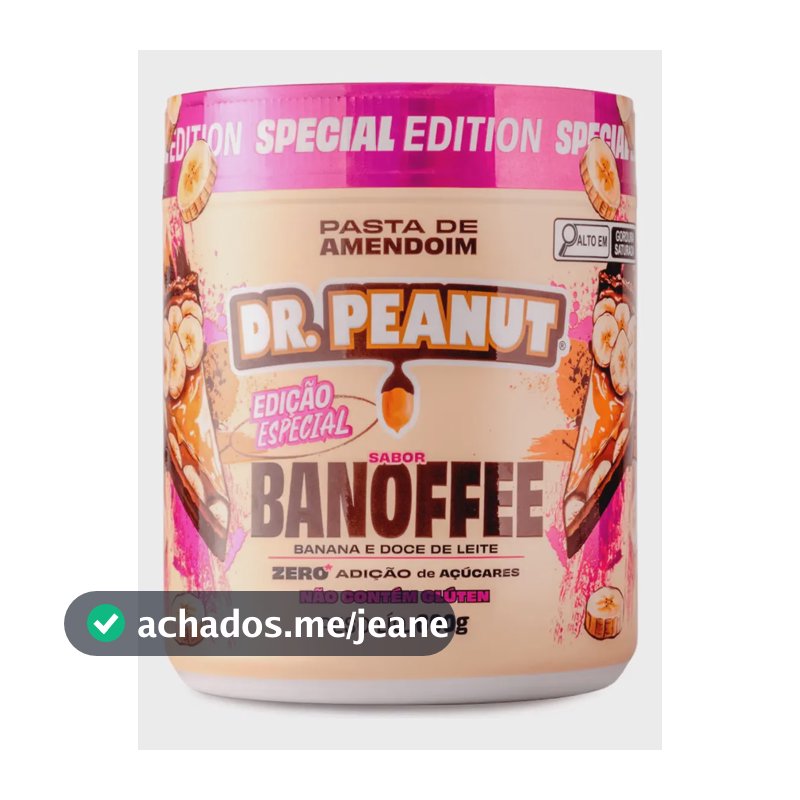 Amendoim, Proteínas, Gordura Dr. Peanut Creme de Amendoim Pasta 100% Original Dr. sabor Banoffee x 600g