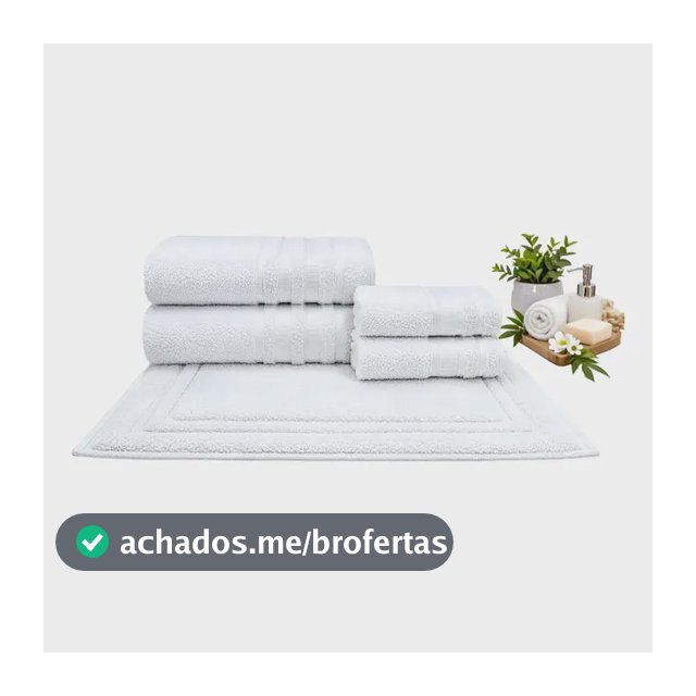 Kit 5 Toalhas 2 Banho 2 Rosto 1 Piso Gigante Grossa Hotel Branco Fofura Hotel