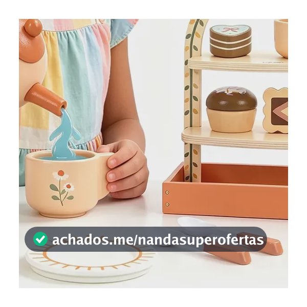 Brastoy Brinquedo De Madeira Conjunto Chá Da Tarde Infantil Multicolorido