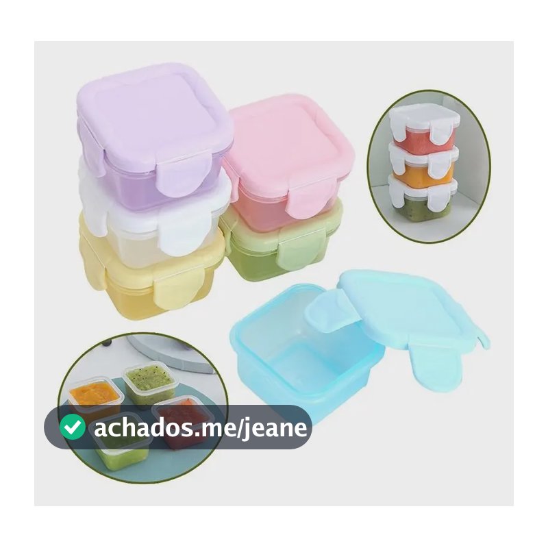 Kit 4 Potinhos 60ml Livre De Bpa Lancheira Marmita Kawaii Coloridos (tons Pastéis)