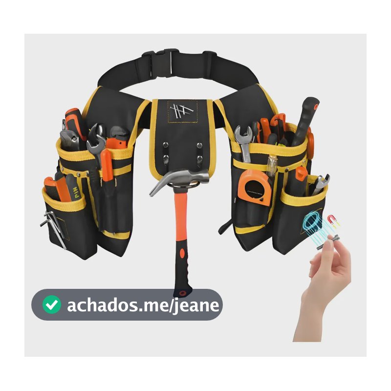 Cinto bolsa de ferramentas profissional ajustável 26 bolsos amarelo
