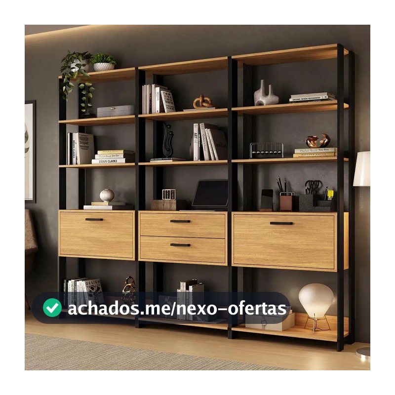 Estante de Escritório Modulada 2 Portas 2 Gavetas 219cm Texas Multimóveis MP6060