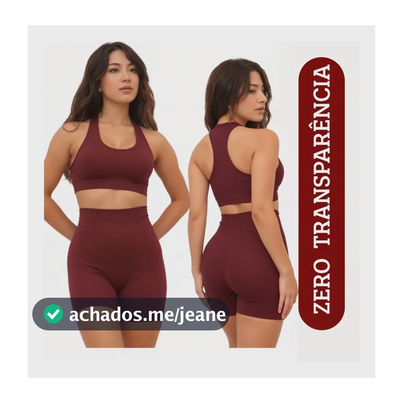 Conjunto Academia Canelado Poliamida Feminino Fitness Shorts Vinho P/m