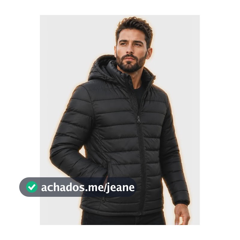 Jaqueta Bobojaco Puffer Masculina Térmica Inverno Capuz Preto P