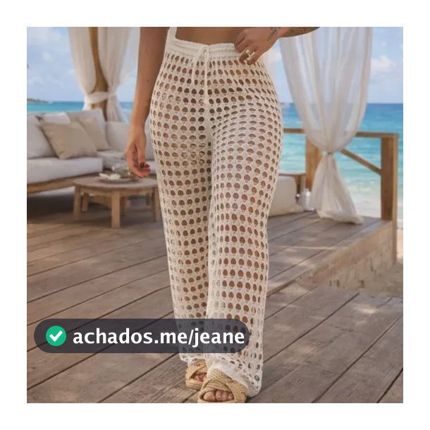 Calça Feminina Saída Praia Tricô Crochê Verão Praia Piscina
