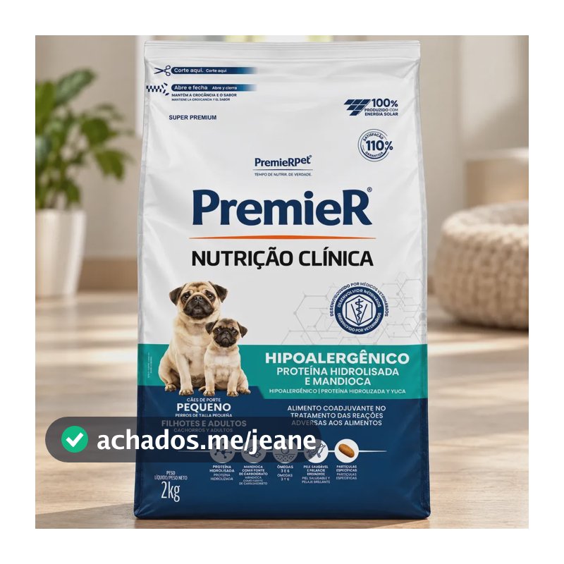 Ração Seca Premier Cão Pequeno Hipoalergênica Mandioca 2kg