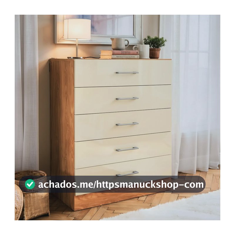 Cômoda Gaveteiro Organizadora Grande Para Roupas Com 5 Gavetas Blue Moby Quarto Com Off-white/nature
