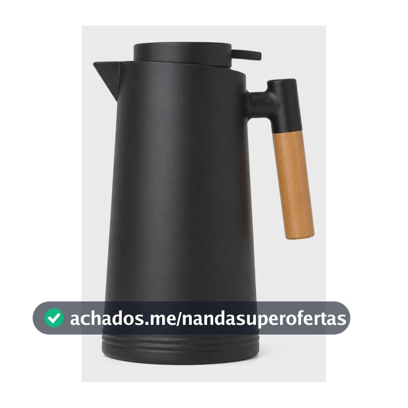 Garrafa Térmica 1l Cabo Madeira Café Chá Mesa Posta Premium Preto