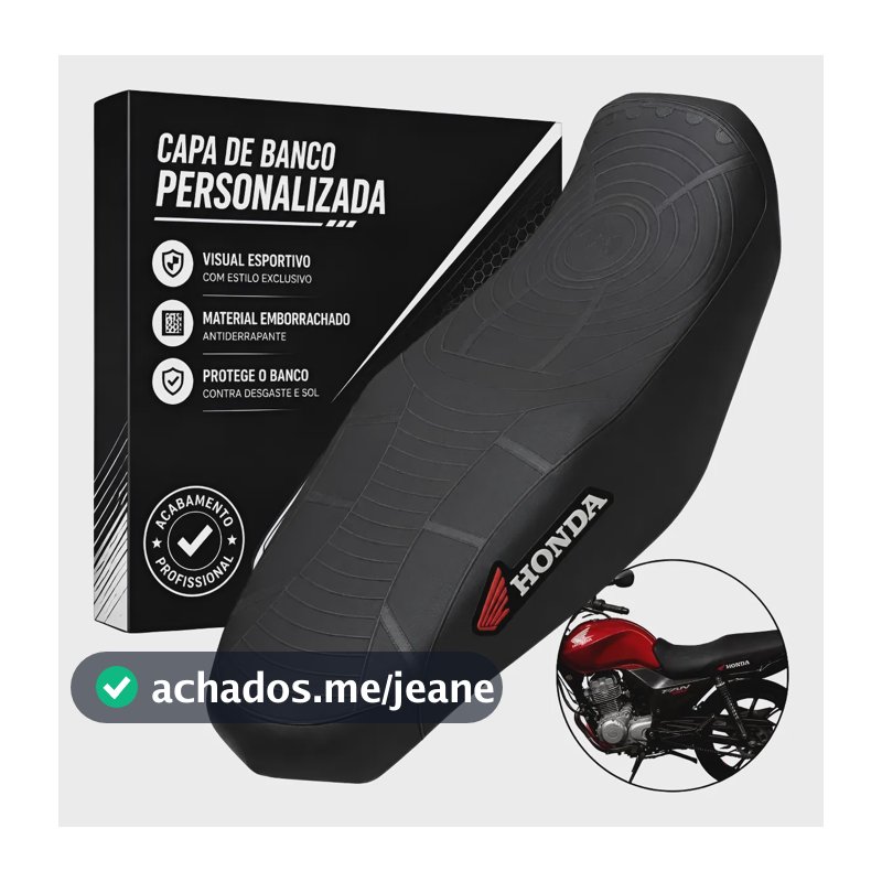 Capa Banco Honda Cg Titan Fan Start 125 150 160 Esportiva Preto