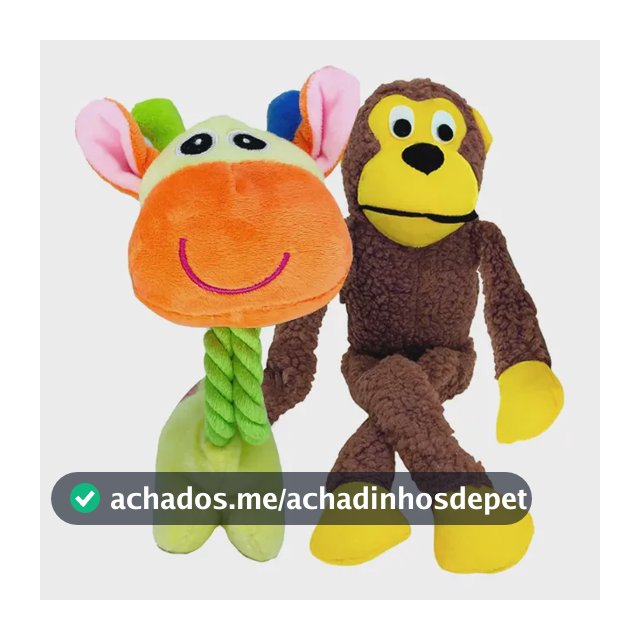 Kit 2 Pelúcias P/cachorro,macaco E Girafa C/apito Savana Pet