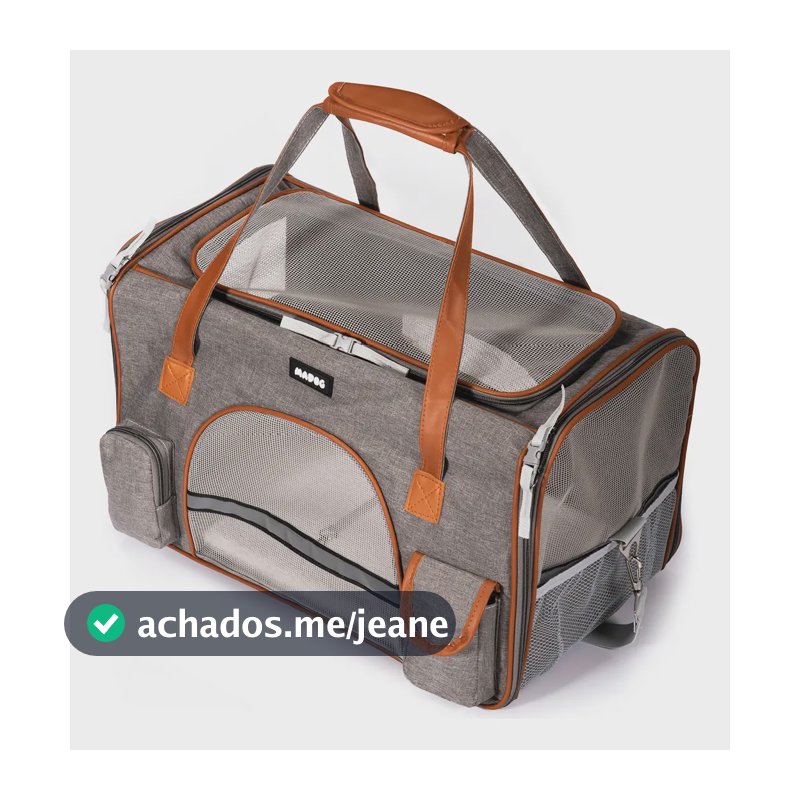 Bolsa Transporte Pet Grande Viagem Cabine Avião Madog Lux Cor Cinza-claro