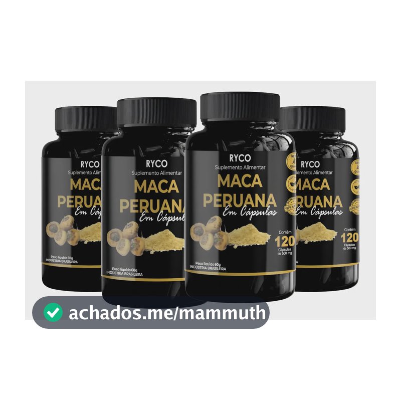 4x Maca Peruana 120 Cápsulas Original- Envio Já Sem Sabor