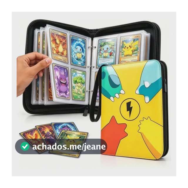 400 Cards Album Pasta Fichario Pokemon Com Ziper
