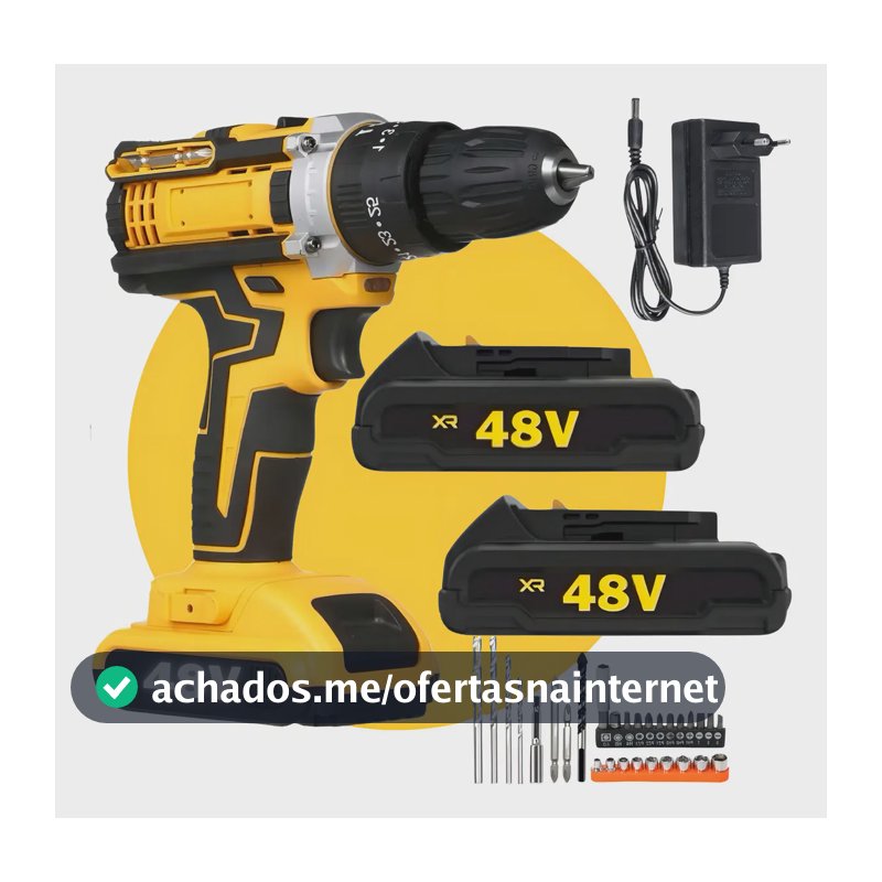 Parafusadeira Furadeira Eletrica Maleta 2 Bateria Cor Amarelo