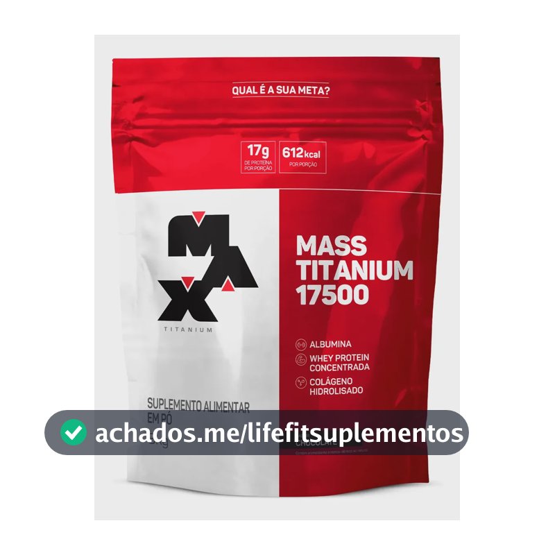 Suplemento em pó Max Titanium Mass Titanium Refil 17500 Carboidratos sabor Chocolate x 3kg