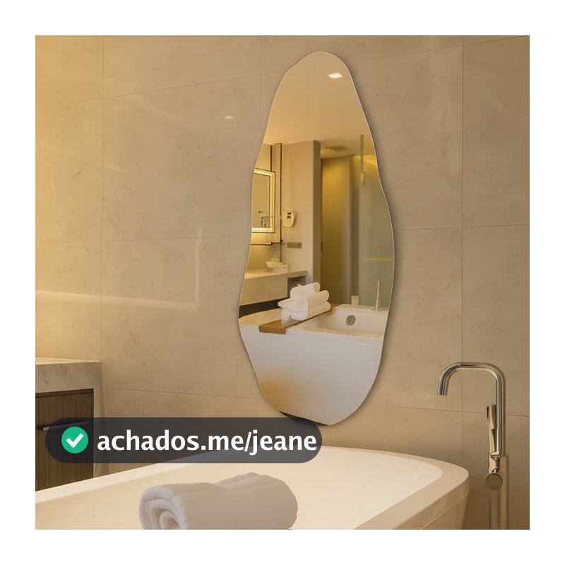 Espelho Orgânico 70cm Decoração Lapidado Design Moderno Luxo Quarto Sala Banheiro Hall Decorativos Camarin Polido Sem Moldura Vmex