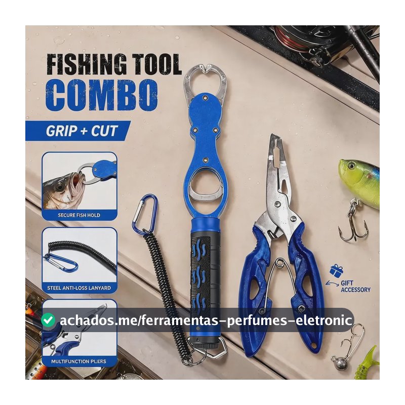 Alicate Pesca Balança 18kg Inclui Tesoura E Corda Segurança Azul