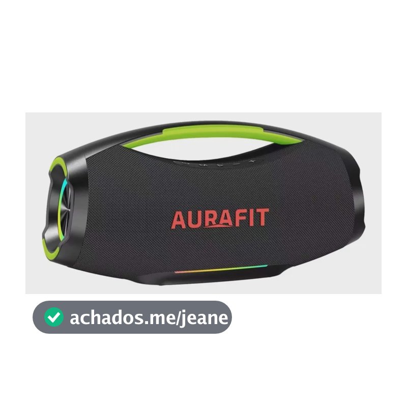 Caixa De Som Boombox Aurafit 150w Portátil Sem Fio Ipx7 Rgb Preto 127/220v