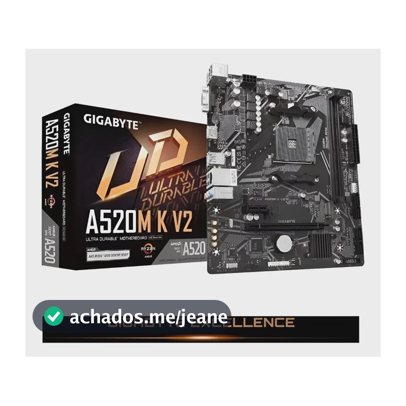 Placa Mãe Gigabyte Ultra Durable A520m Kv2 Amd Am4 Matx Ddr4 Preto