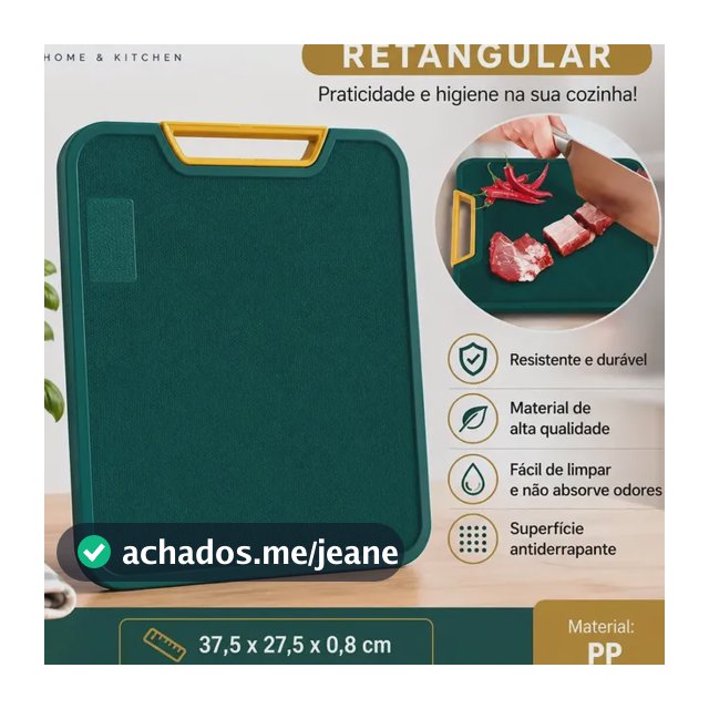 Tábua De Corte Antibacteriana Para Carnes Legumes Anti-mofo Cor Verde Retangular Decorales
